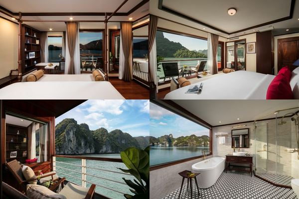 Suite cabins designed in Indochine style, offering absolute privacy