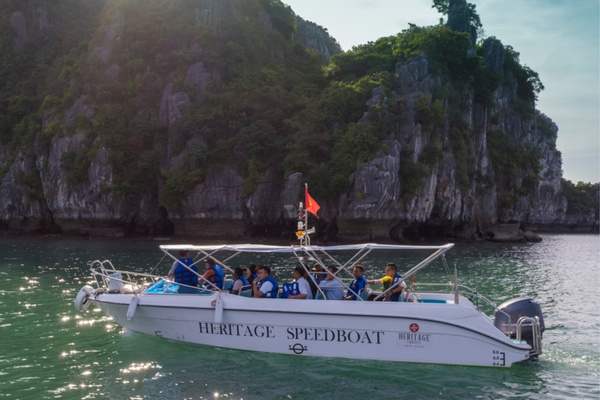 Begin your Lan Ha Bay day cruise from Cat Ba with Heritage Cruises Binh Chuan