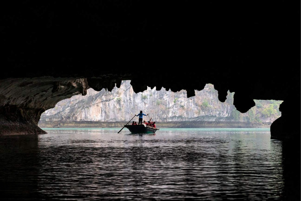 Dark & Bright Cave bamboo boat tour Lan Ha Bay, suitable for guests and children of all ages